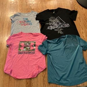 2 under armor  two Adidas tshirt